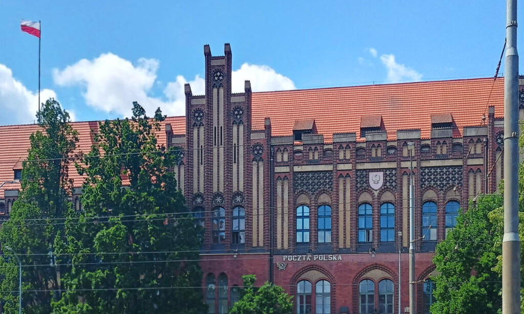 Stettin,Postgebäude/Poczta Polska. Foto: © Brygida Helbig, Stadtschreiberin Stettin/Szczecin 2025